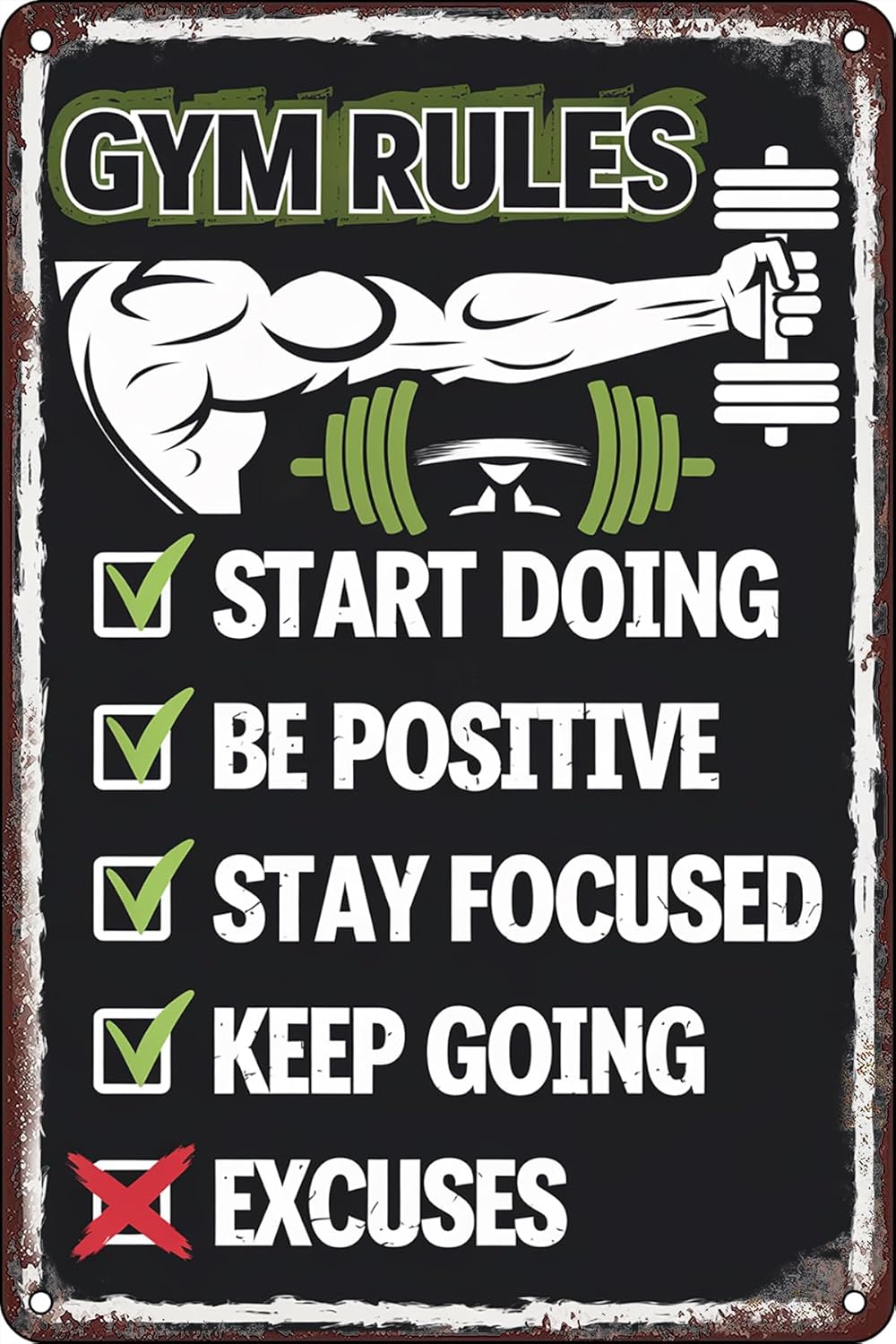 Home Gym Quotes - Винтажные металлические таблички с правилами спортзала,