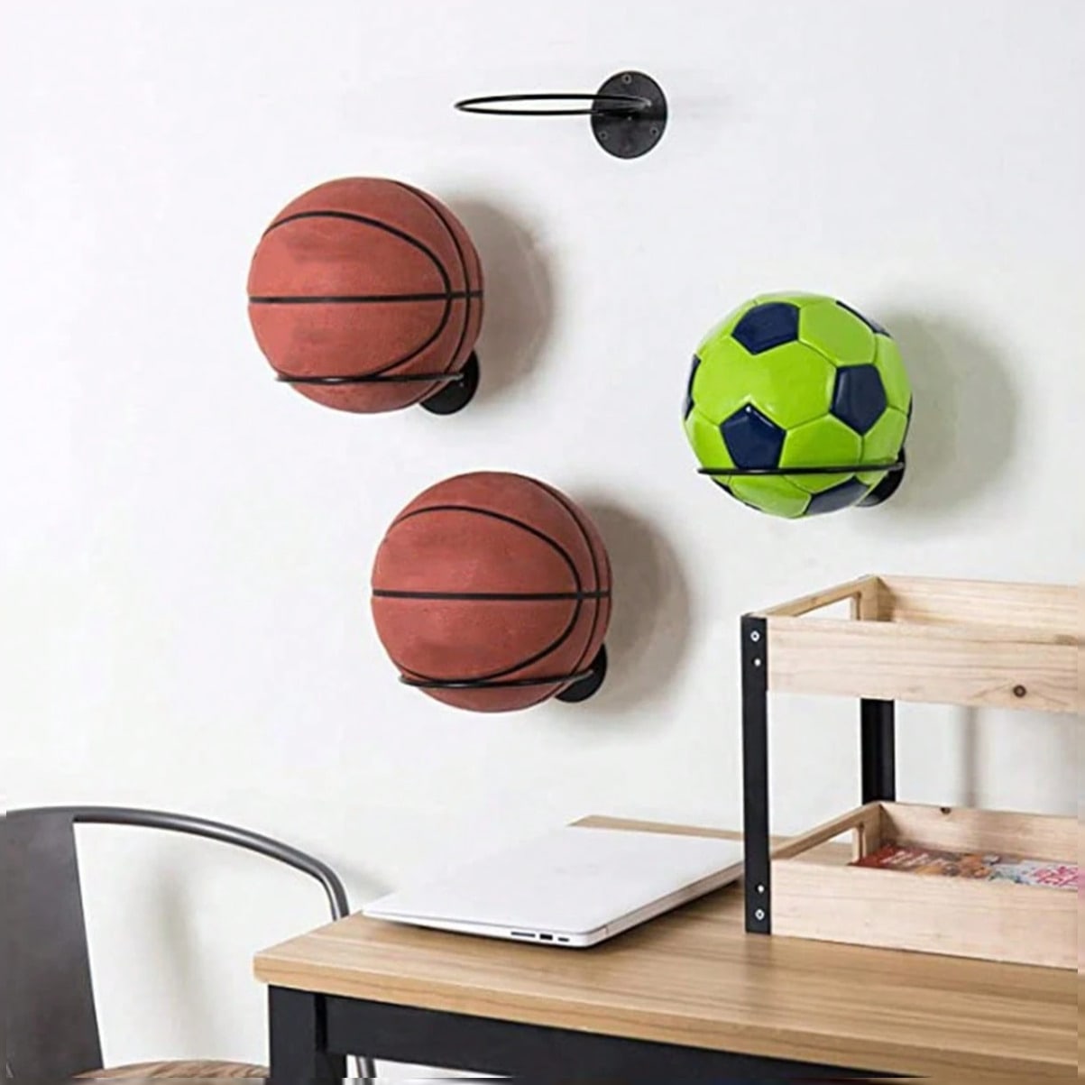 Home Gym Organization - Компактная настенная стойка для баскетбольного мяча