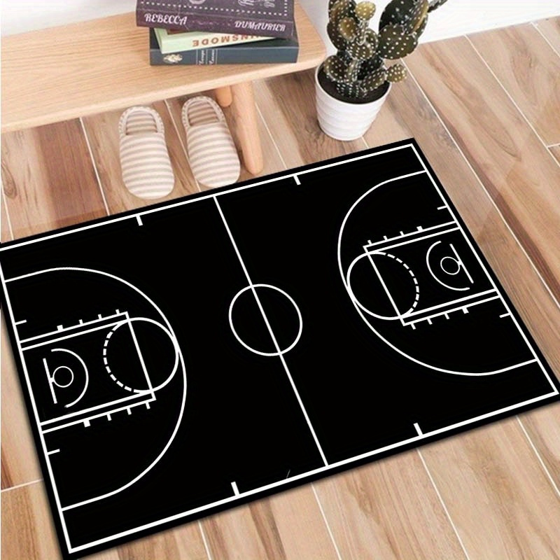 Home Gym And Basketball Court - Черно-белый нескользящий коврик для баскетбольной площадки,