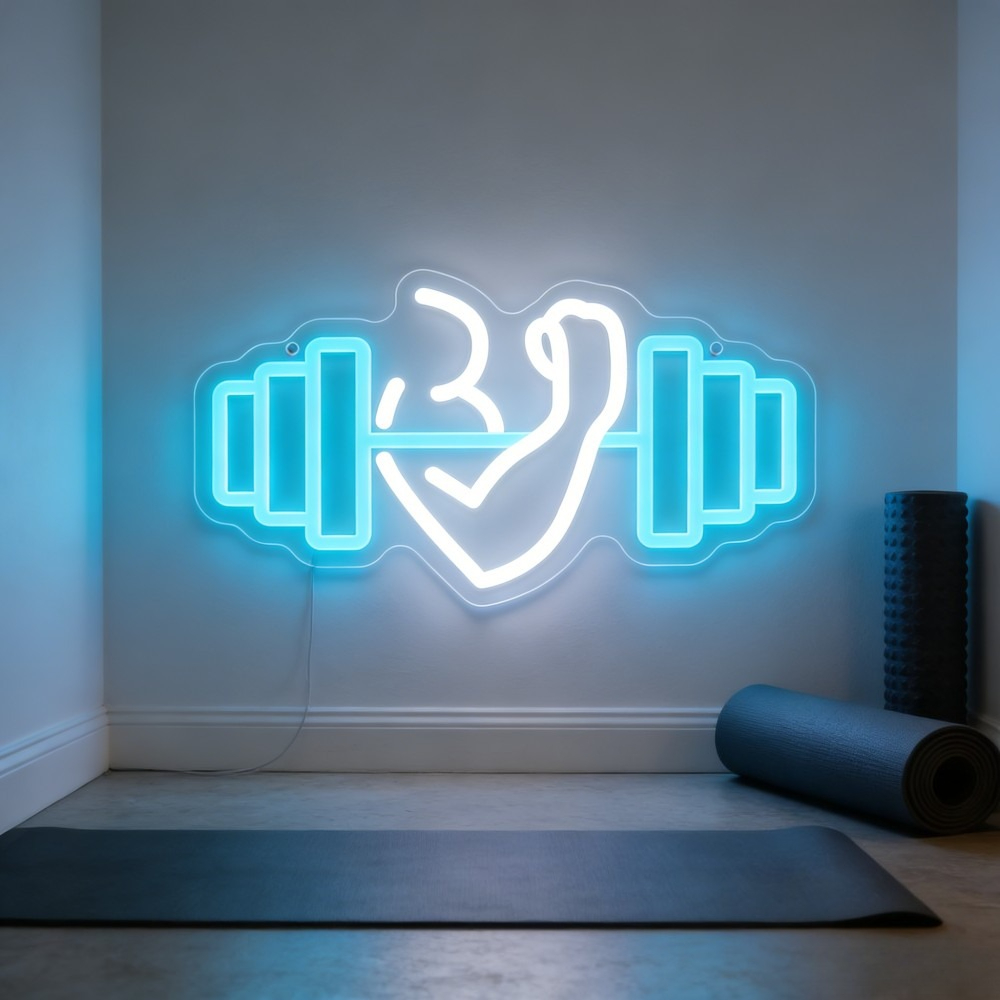 Неоновая вывеска LED «Бицепс»  – обзор и цена Home Gym Quotes